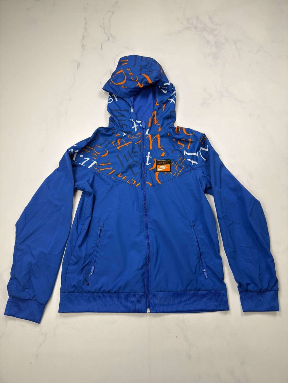 Nike Just Do It Windrunner Jacket Blue 2010s Streetwear - Boys L